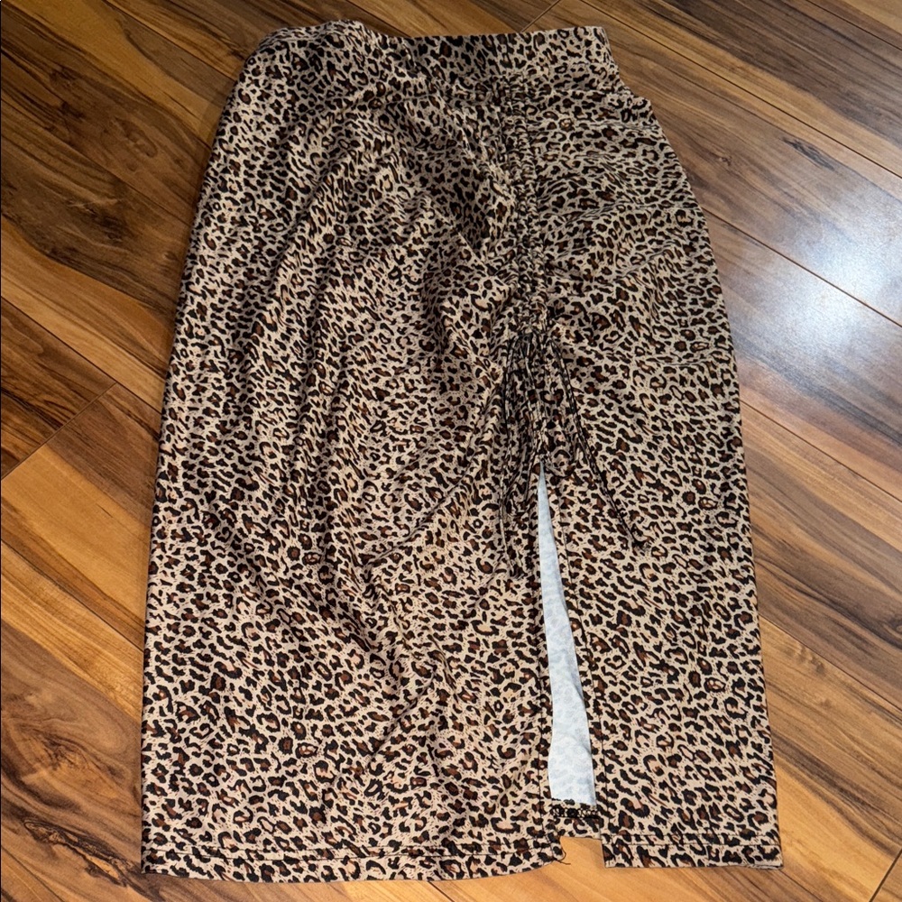 SHEIN Brown Leopard Midi Skirt